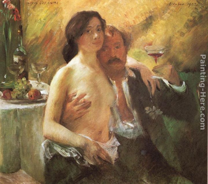 Lovis Corinth Self portrait with his Wife and a Glass of Champagne